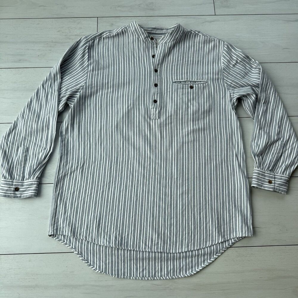 Lee Valley Ireland Striped Pullover Size XL White/Blue Cotton Shirt Workwear